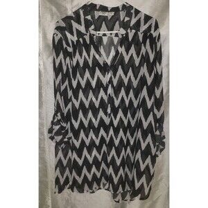 Cato Black and White Sheer Women's Blouse 3/4 sleeve EUC 22/24